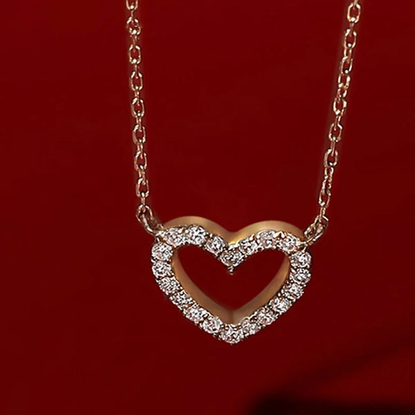 18K Gold Diamond Heart Necklace