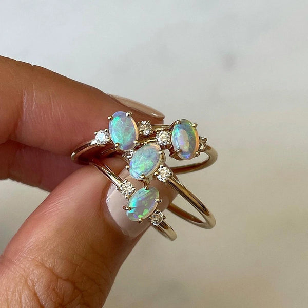 18K Gold Fofo Opal Diamond Ring