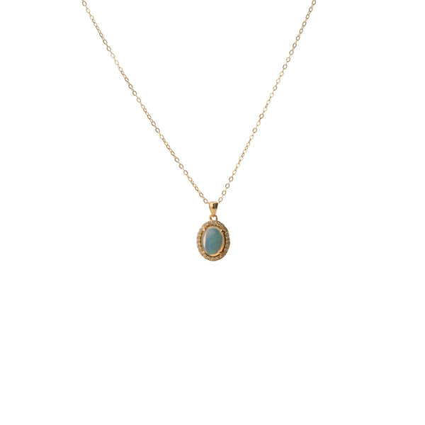 18K Gold Opal Diamond Necklace