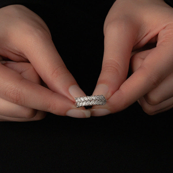 18K White Gold Marquise Diamond Wings Half Eternity Band