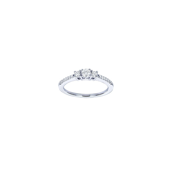 18K White Gold Trio Diamond Promise Ring