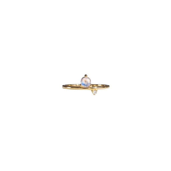 18K Gold Chou Moonstone Diamond Ring