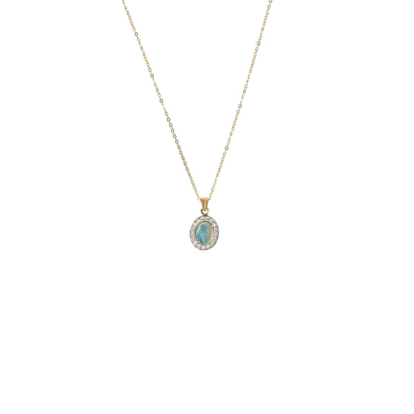 18K Gold Opal Diamond Necklace