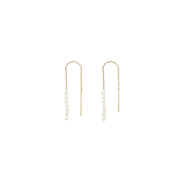 18K Gold Pearly Thread Earrings